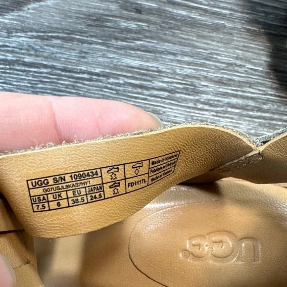 UGG Stylish green/Tan suede/leather Sandals size 7.5 (j151) - Picture 12 of 14